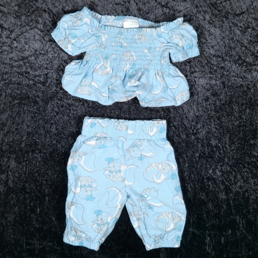 Disney Baby Dumbo Smocked Top and Pants Set Light Blue 0-3M SP2428904DU